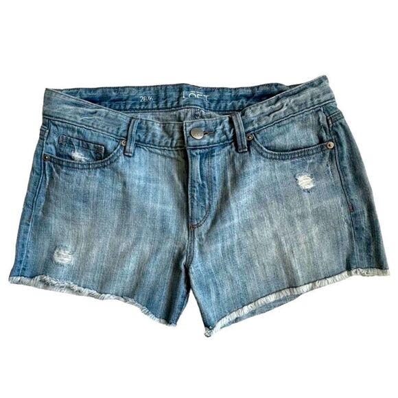 LOFT Denim Shorts 100% Cotton Distressed Ripped Daisy Dukes Jorts SZ 6 - Picture 1 of 10